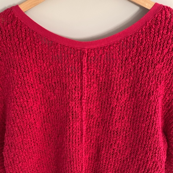 Free People Shaggy Bear Songbird Loose Knit Oversized Sweater Medium Fuchsia - Picture 8 of 11